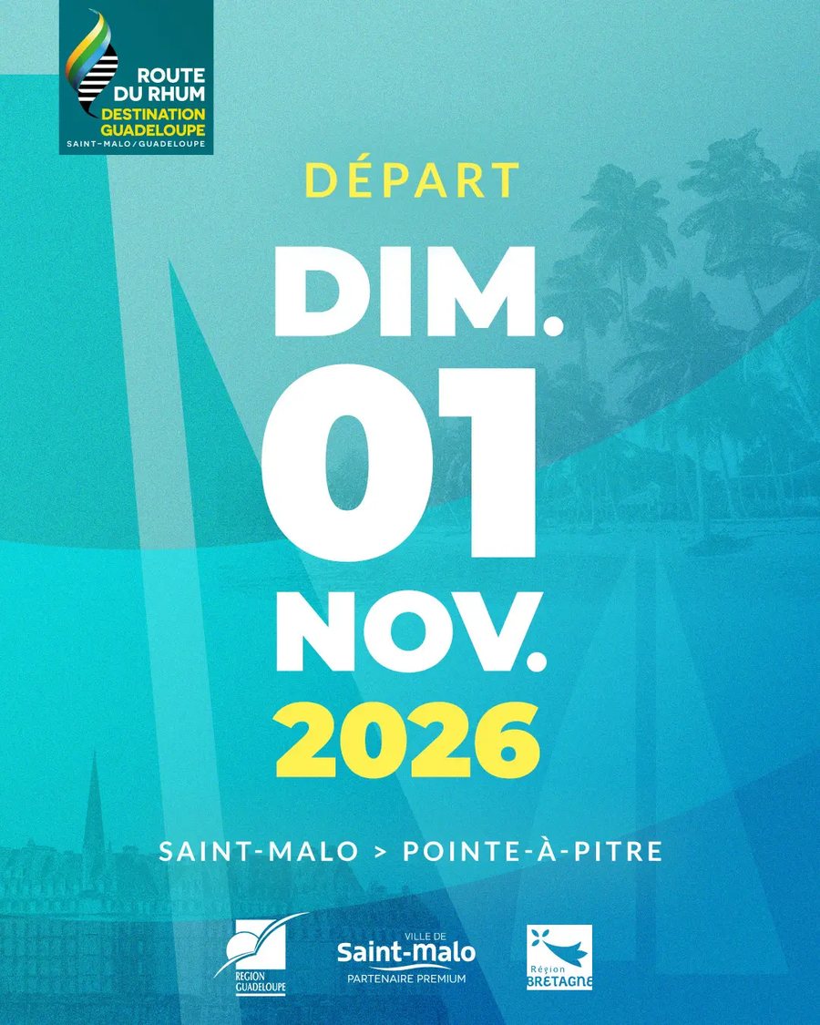 Affiche officielle : départ dimanche 1er novembre 2026, Saint-Malo, Pointe-à-Pitre